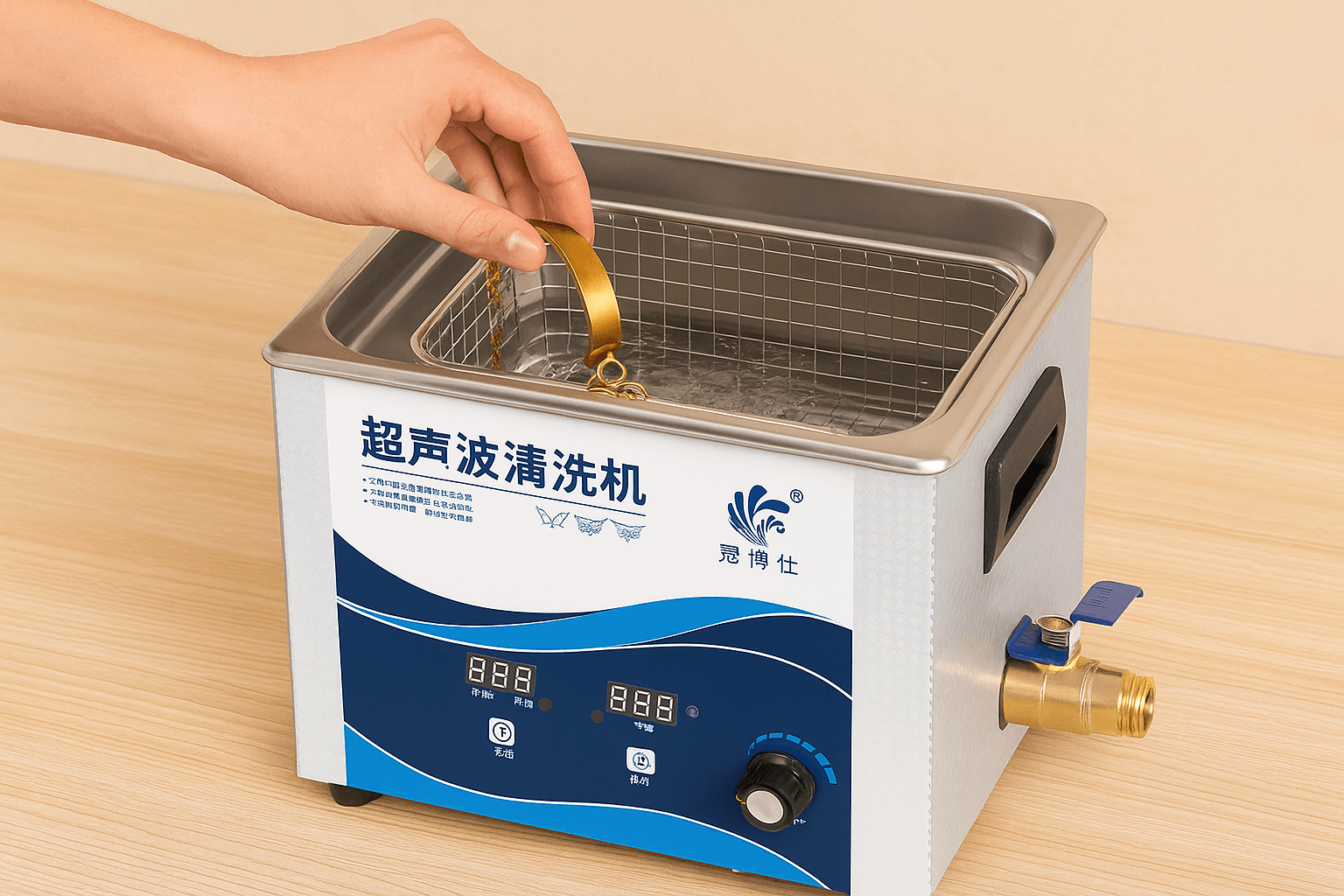 使用冠博超声波清洗机清洗黄铜首饰