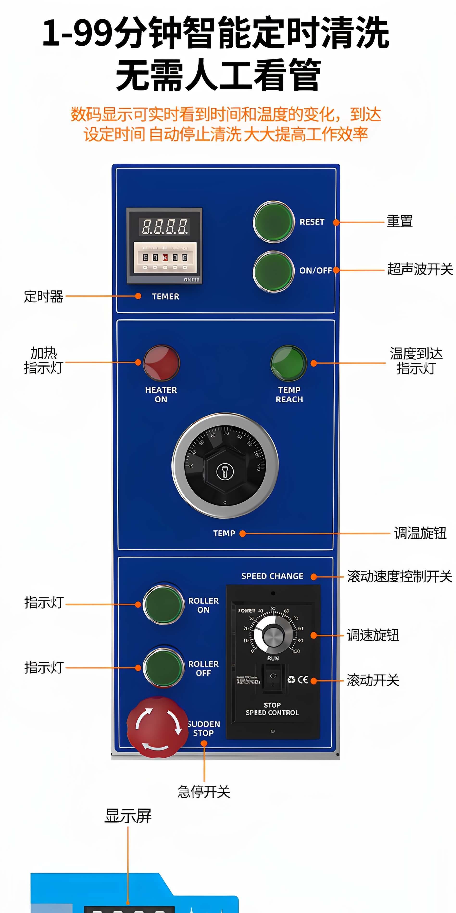 45L 冠博仕滚筒式超声波清洗机 600W工业级除油除锈设备 | 五金小工件螺丝螺母清洗