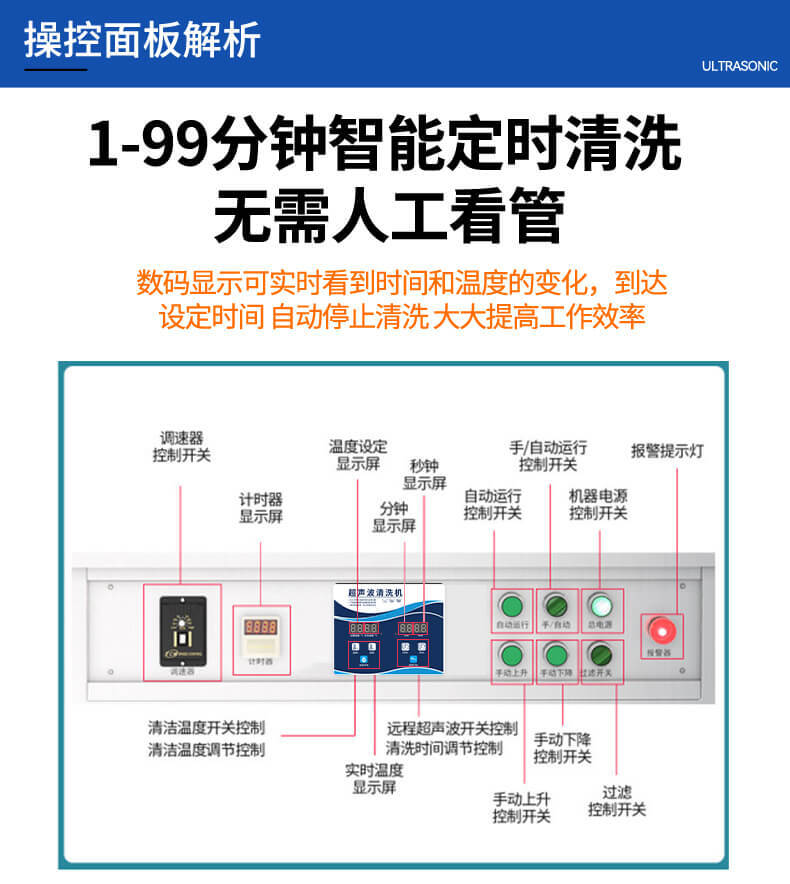 45L 600W冠博仕GM1240SL单槽超声波清洗机带过滤循环升降系统