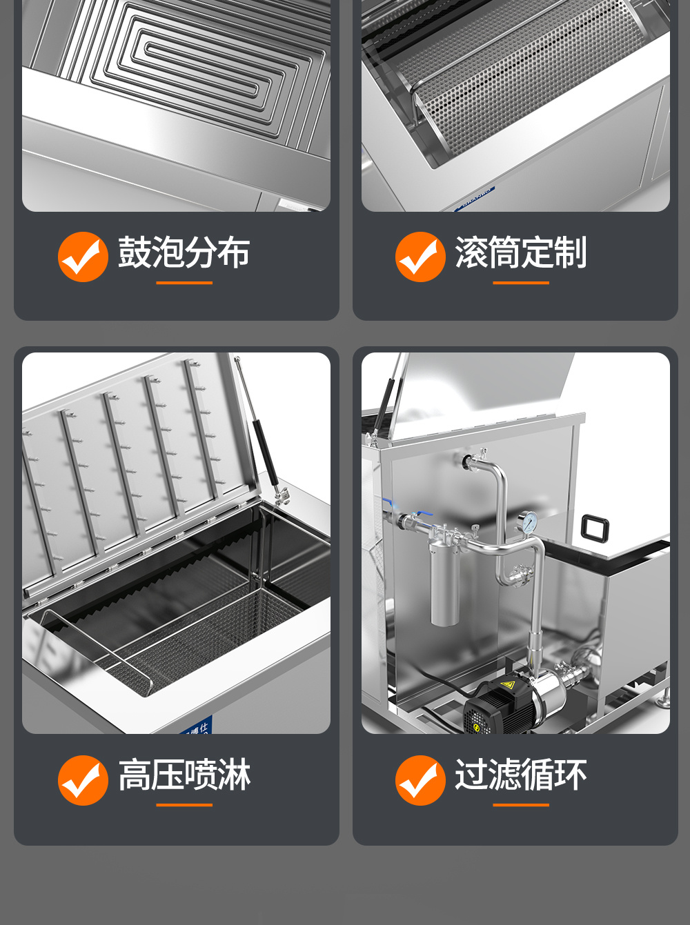 冠博仕GE1240H双槽超声波清洗机带鼓风烘干 | 45L/600W | 工业用大功率五金模具汽修大型超音波除油清洁机