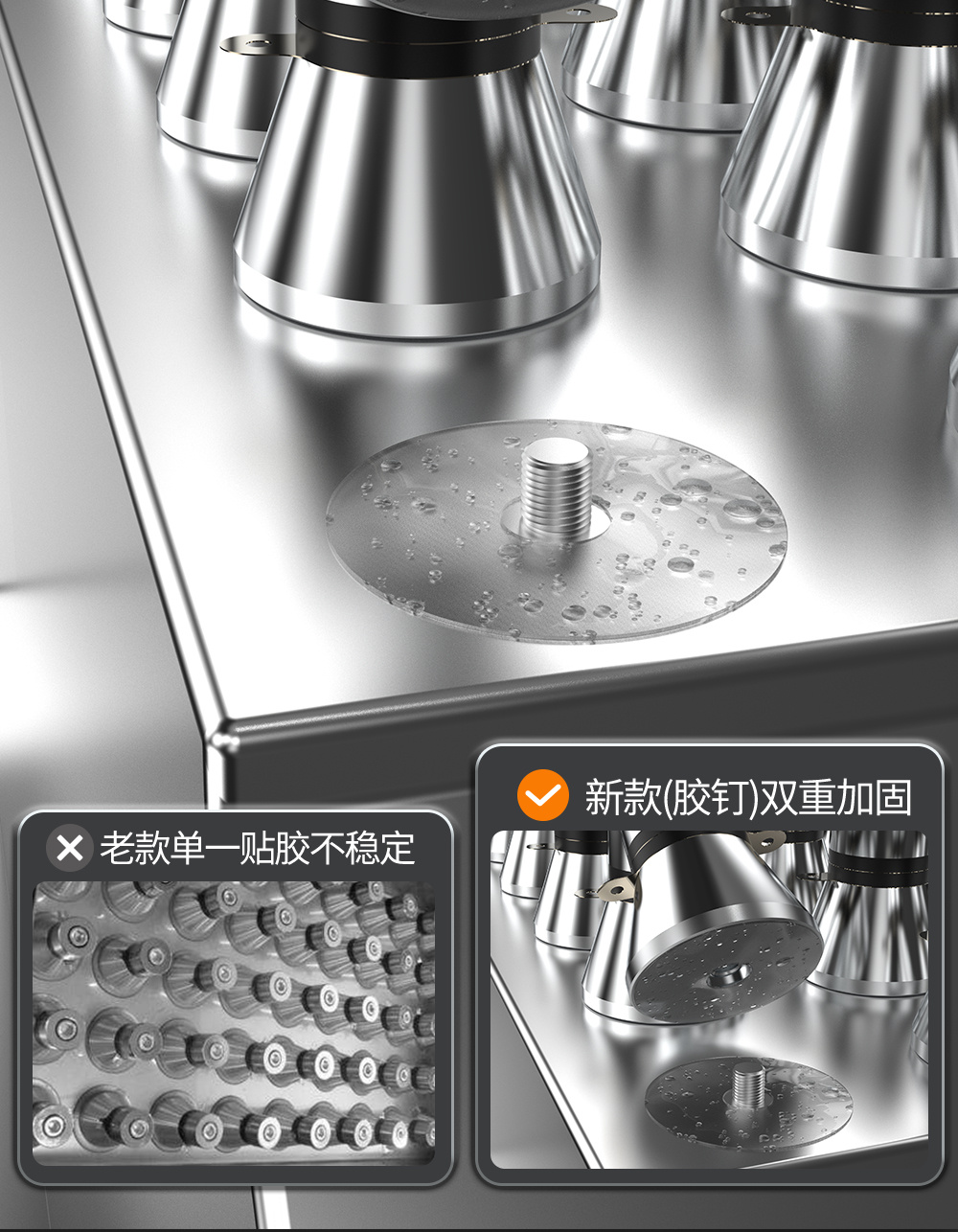 冠博仕GE1240H双槽超声波清洗机带鼓风烘干 | 45L/600W | 工业用大功率五金模具汽修大型超音波除油清洁机